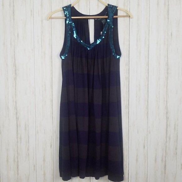 French Connection NWT Striped Sleeveless Sequined Dress - Picture 4 of 7